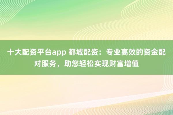 十大配资平台app 都城配资：专业高效的资金配对服务，助您轻松实现财富增值