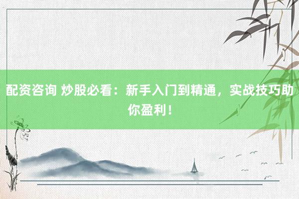 配资咨询 炒股必看：新手入门到精通，实战技巧助你盈利！