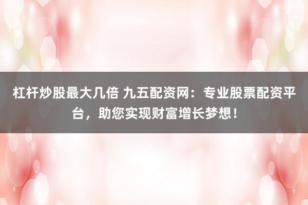 杠杆炒股最大几倍 九五配资网：专业股票配资平台，助您实现财富增长梦想！
