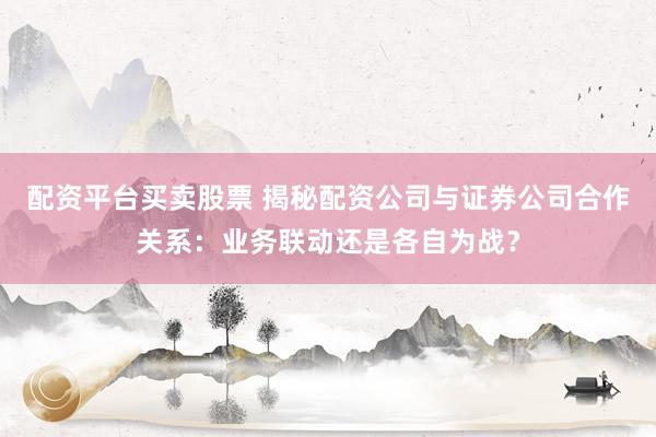 配资平台买卖股票 揭秘配资公司与证券公司合作关系：业务联动还是各自为战？