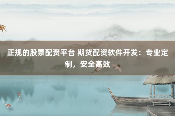 正规的股票配资平台 期货配资软件开发：专业定制，安全高效