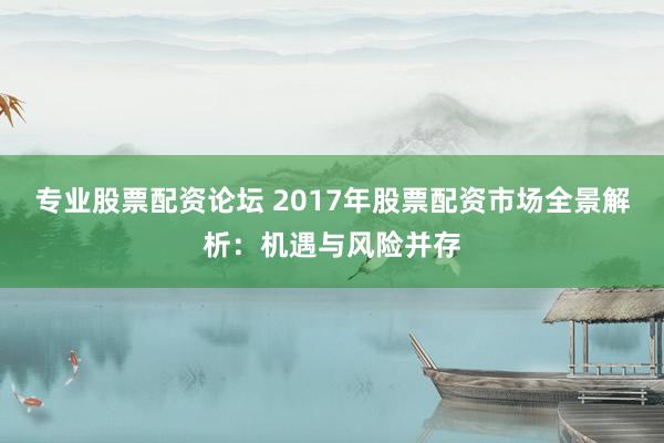 专业股票配资论坛 2017年股票配资市场全景解析：机遇与风险并存