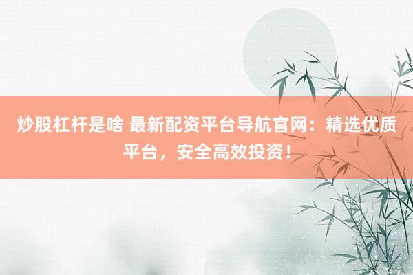 炒股杠杆是啥 最新配资平台导航官网：精选优质平台，安全高效投资！