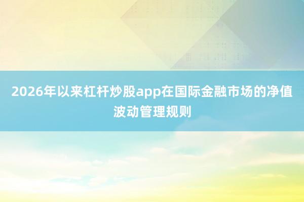 2026年以来杠杆炒股app在国际金融市场的净值波动管理规则