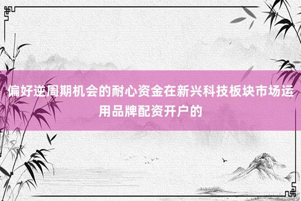 偏好逆周期机会的耐心资金在新兴科技板块市场运用品牌配资开户的