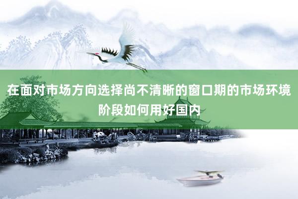 在面对市场方向选择尚不清晰的窗口期的市场环境阶段如何用好国内