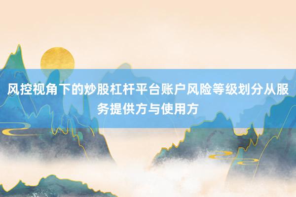 风控视角下的炒股杠杆平台账户风险等级划分从服务提供方与使用方