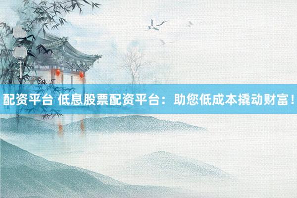 配资平台 低息股票配资平台：助您低成本撬动财富！
