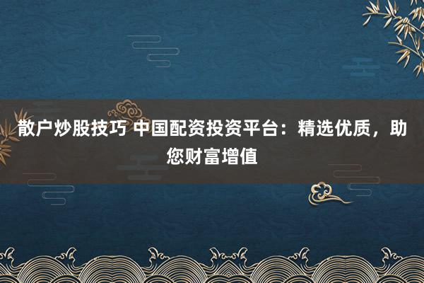 散户炒股技巧 中国配资投资平台：精选优质，助您财富增值